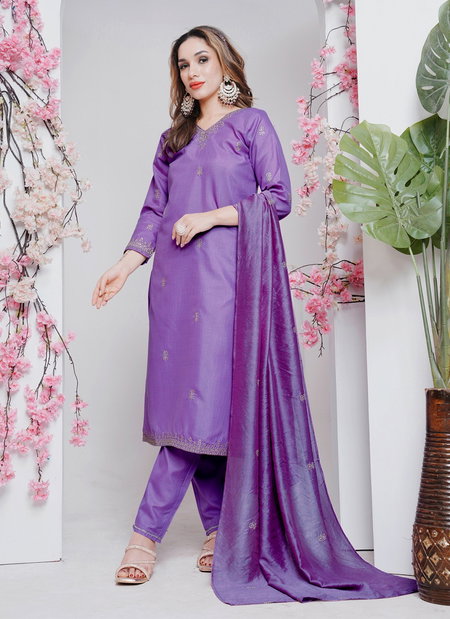 Lavender Colour Rayon With Embroidery Work Kurti With Pant Dupatta Aaradhna 1167 Wholesale Market In Surat